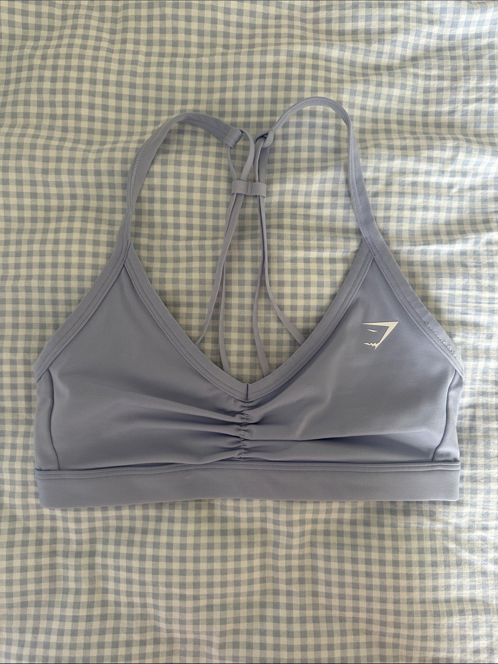 Gymshark Perri Blue Ruched Strappy Sports Bra | XS